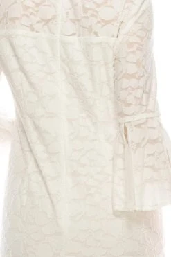 Prom Dresses Sandra Darren - 73759 Flounce Sleeve Floral Lace Sheath Dress