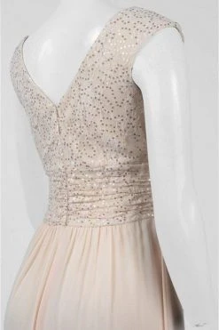 Sangria - ADWKOJ57 Cap Sleeve Sequined Empire Gown Formal Gowns