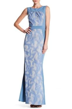Formal Gowns Sangria - DWHGC93 Sleeveless Lace Panel Gown