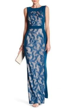 Formal Gowns Sangria - DWHGC93 Sleeveless Lace Panel Gown 11 Formal Gowns Sangria - DWHGC93 Sleeveless Lace Panel Gown
