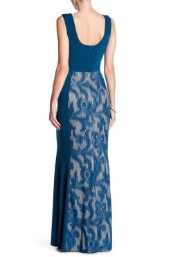 Formal Gowns Sangria - DWHGC93 Sleeveless Lace Panel Gown 12 Formal Gowns Sangria - DWHGC93 Sleeveless Lace Panel Gown