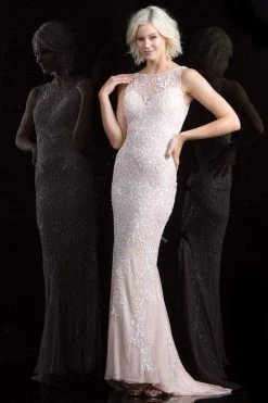 Formal Gowns Scala - 48803 Embellished Illusion Bateau Sheath Dress