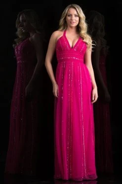 Scala - 48812 Bedazzled V-neck Empire A-line Dress Formal Gowns 8 Scala - 48812 Bedazzled V-neck Empire A-line Dress Formal Gowns