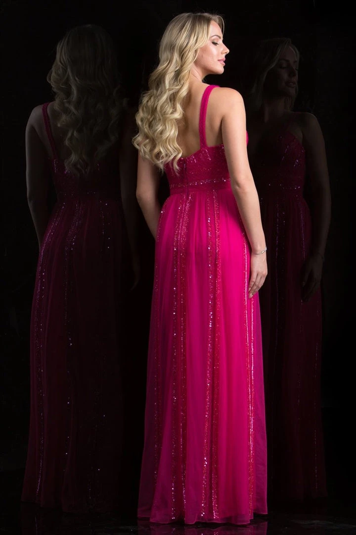 Scala - 48812 Bedazzled V-neck Empire A-line Dress Formal Gowns 6 Scala - 48812 Bedazzled V-neck Empire A-line Dress Formal Gowns