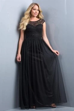 Scala - 48821 Beaded Illusion Bateau A-line Dress 8 Scala - 48821 Beaded Illusion Bateau A-line Dress