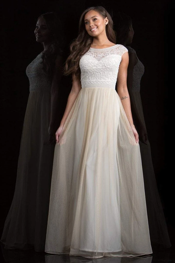 Scala - 48821 Beaded Illusion Bateau A-line Dress 3 Scala - 48821 Beaded Illusion Bateau A-line Dress