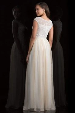 Scala - 48821 Beaded Illusion Bateau A-line Dress