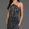 Cocktail Dresses SCALA - Halter Cocktail Dress 60045 - 1 Pc Navy Nude In Size 4 Available