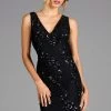 Scala - Lace Up Back Beaded Short Dress 48922 - 1 Pc Black In Size 2 Available