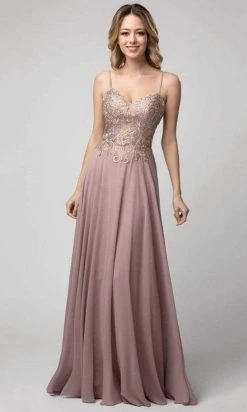 Formal Gowns Shail K - Sweetheart Gilt-Embroidered Bodice Dress 937 - 1 Pc Mauve In Size XS And 1 Pc Navy In Size XS Available