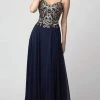 Formal Gowns Shail K - Sweetheart Gilt-Embroidered Bodice Dress 937 - 1 Pc Mauve In Size XS And 1 Pc Navy In Size XS Available