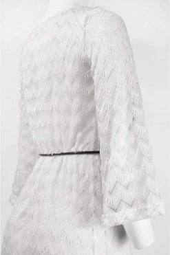 Formal Gowns Sharagano - 4W4F164G5 Zigzag Textured Lace Sleeve Dress