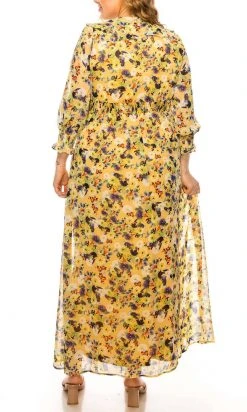Plus Size Dresses Shelby & Palmer - M563 V-Neck Floral Printed Dress