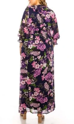 Shelby & Palmer - M567 Ruffled V-Neck A-Line Dress Plus Size Dresses