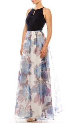 Plus Size Dresses SLNY - 9141196 Keyhole Halter Floral A-Line Dress