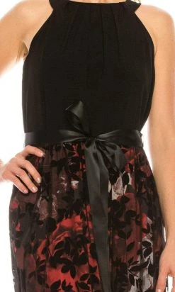 SLNY - 9195134 Sleeveless Printed Skirt Long Dress