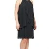 SLNY - Halter Neck Loose Midi Dress 613664 - 1 Pc Black In Size 22W Available Plus Size Dresses