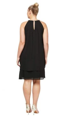 SLNY - Halter Neck Loose Midi Dress 613664 - 1 Pc Black In Size 22W Available Plus Size Dresses