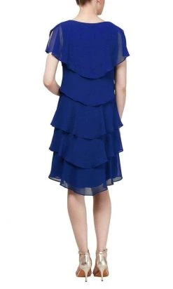 Plus Size Dresses SLNY - V Neck Tiered Flounce Chiffon Dress 1175251 - 1 Pc Cobalt In Size 10 Available