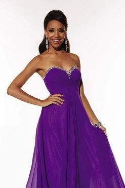 Studio 17 - 12538 Strapless Rhinestone Edge Sweetheart Chiffon Long Gown Formal Gowns
