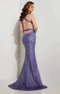 Formal Gowns Studio 17 - 12604 Sparkling Laser Sequined Cutout Trumpet Gown
