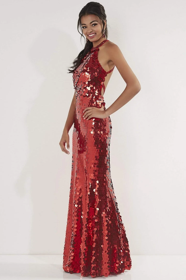Studio 17 - 12757 Pieties Sequined Halter Evening Gown Formal Gowns 5 Studio 17 - 12757 Pieties Sequined Halter Evening Gown Formal Gowns