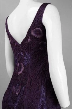 Sue Wong - C2411 V-neck Embroidered Sheath Cocktail Dress