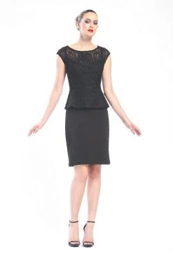 Sue Wong Cap Sleeve Bateau Neck Cocktail Dress In Black N16104 - 1 Pc Black In Size 10 Available 7 Sue Wong Cap Sleeve Bateau Neck Cocktail Dress In Black N16104 - 1 Pc Black In Size 10 Available