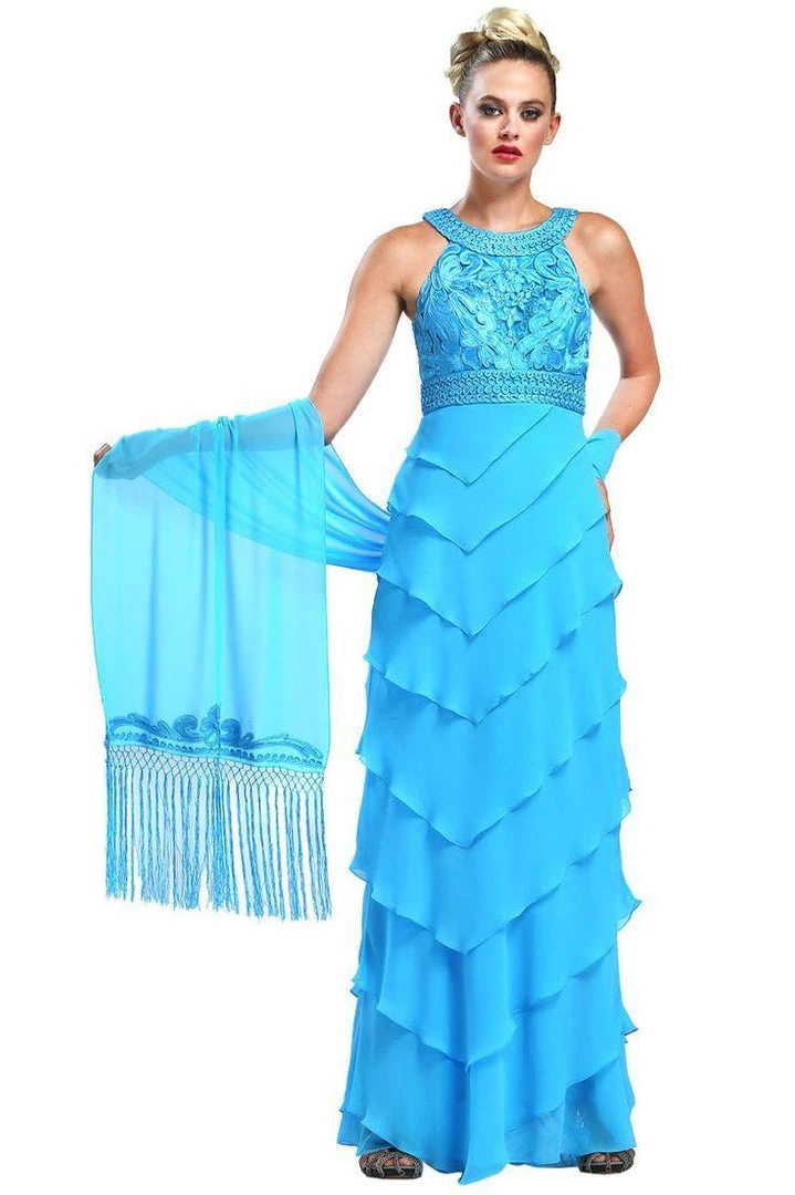 Formal Gowns Sue Wong - Embroidered High Neck Chiffon Sheath Dress W5133 3 Formal Gowns Sue Wong - Embroidered High Neck Chiffon Sheath Dress W5133