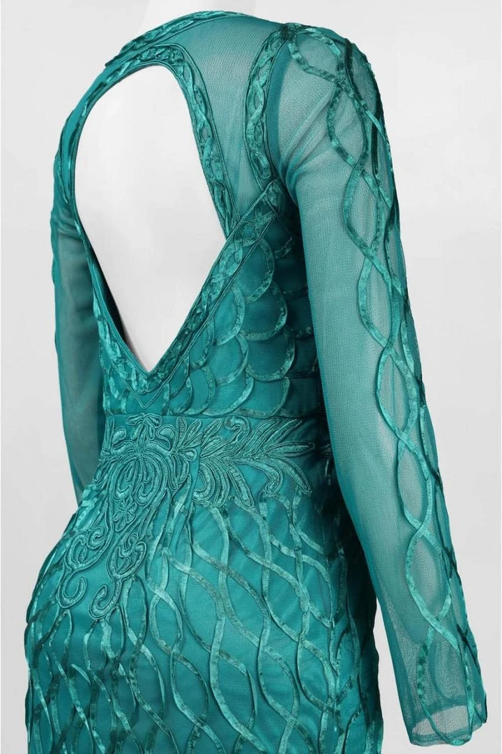 Sue Wong - Embroidered Illusion Scoop Neck Dress N5412 Cocktail Dresses 4 Sue Wong - Embroidered Illusion Scoop Neck Dress N5412 Cocktail Dresses