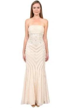Sue Wong - N0230 Strapless Ruffle Trim Mermaid Gown - 1 Pc Champaign In Size 4 Available Formal Gowns