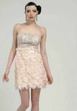 Sue Wong - N1170 Beaded Sheer Petal Sheath Cocktail Dress