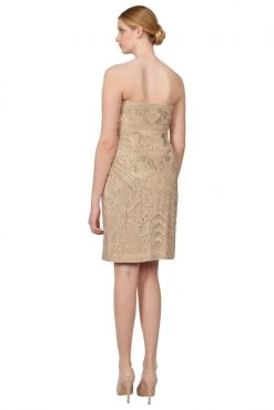 Cocktail Dresses Sue Wong - N3145 Strapless Soutache Adorned Sheath Dress