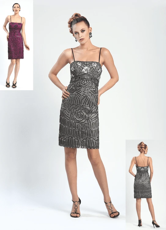 Sue Wong - N4333 Spaghetti Strap Beaded Sheath Cocktail Dress 3 Sue Wong - N4333 Spaghetti Strap Beaded Sheath Cocktail Dress
