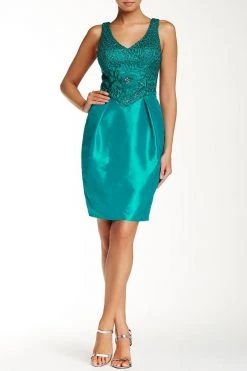 Cocktail Dresses Sue Wong - N4447 Embroidered V-Neck Column Dress