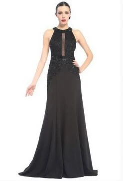 Sue Wong - N5377 Sheer Paneled Ornate Halter Gown Formal Gowns