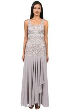 Sue Wong Platinum Embroidered Bodice Gown Sleeveless Dress - 1 Pc Platinum In Size 6 Available