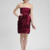 Sue Wong - Ruched Rosette Straight Across Neck Dress C3333