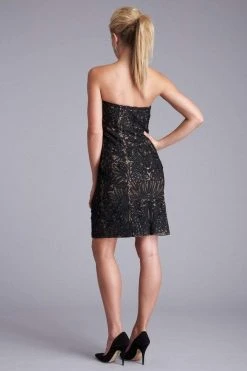 Sue Wong - S0300 Strapless Ribbon Appliqued Sheath Dress Cocktail Dresses