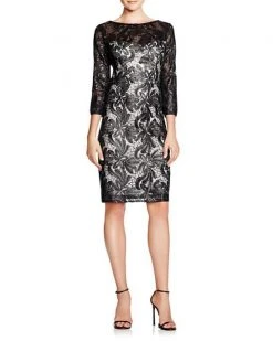 Sue Wong - Sequined Illusion Bateau Sheath Dress N5443 Cocktail Dresses