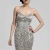 Sue Wong - V-neck Beaded Sheath Dress N3213 - 1 Pc Platinum In Size 6 Available Cocktail Dresses