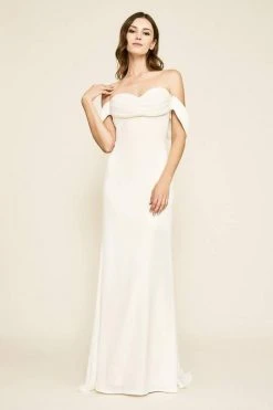 Formal Gowns Tadashi Shoji - Amishta Off-The-Shoulder Crepe Gown ALG19170LBR - 1 Pc Ivory In Size 4 Available