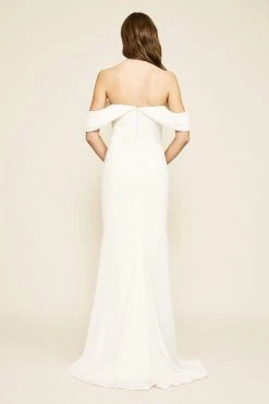 Formal Gowns Tadashi Shoji - Amishta Off-The-Shoulder Crepe Gown ALG19170LBR - 1 Pc Ivory In Size 4 Available
