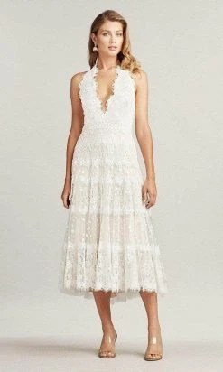 Cocktail Dresses Tadashi Shoji - BNM20019MD Embroidered Sleeveless Formal Dress - 1 Pc Ivory/Petal In Size 2 Available