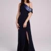 Formal Gowns Tadashi Shoji - Draped Shoulder Evening Gown ALG19719L - 1 Pc Royal Navy In Size 10 Available