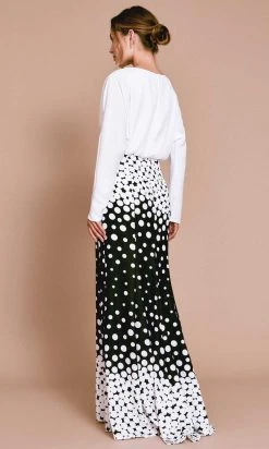 Tadashi Shoji - Elion Degreade Dot Gown BOP20249L - 1 Pc White/Black In Size 8 Available