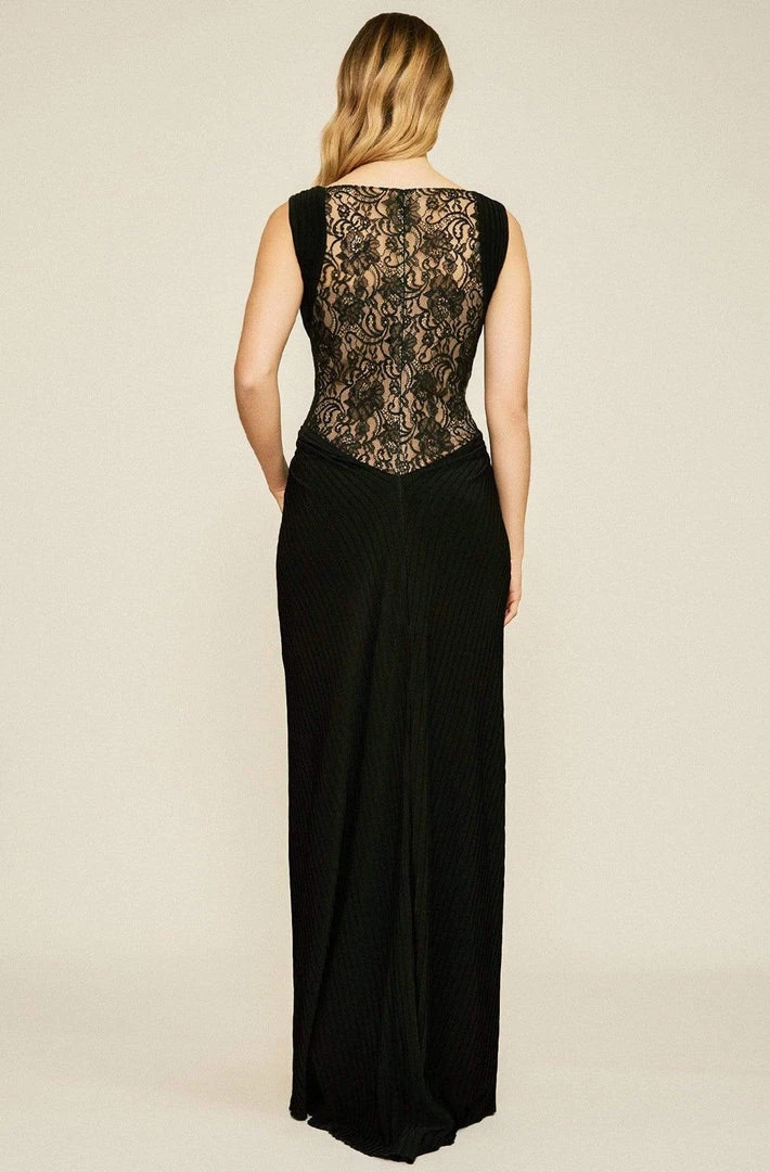 Tadashi Shoji - Lace Applique Plunging V-neck Sheath Dress - 1 Pc Black/Nude In Size 18 Available 4 Tadashi Shoji - Lace Applique Plunging V-neck Sheath Dress - 1 Pc Black/Nude In Size 18 Available