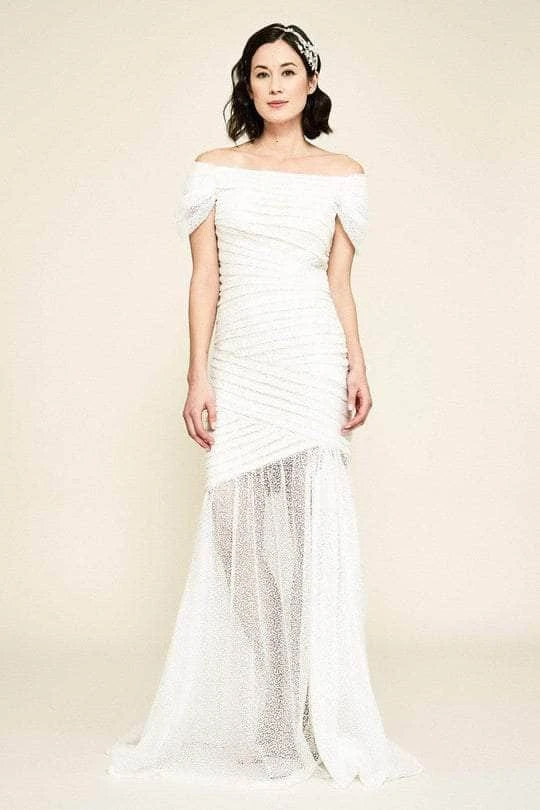Tadashi Shoji - Off Shoulder Bridal Gown BGB19147LBR - 1 Pc Ivory/Petal In Size 10 Available 3 Tadashi Shoji - Off Shoulder Bridal Gown BGB19147LBR - 1 Pc Ivory/Petal In Size 10 Available