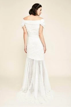 Tadashi Shoji - Off Shoulder Bridal Gown BGB19147LBR - 1 Pc Ivory/Petal In Size 10 Available 5 Tadashi Shoji - Off Shoulder Bridal Gown BGB19147LBR - 1 Pc Ivory/Petal In Size 10 Available