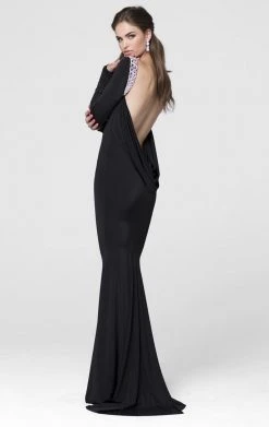 Tarik Ediz - 50027 Deep Draped Cowl Back Gown